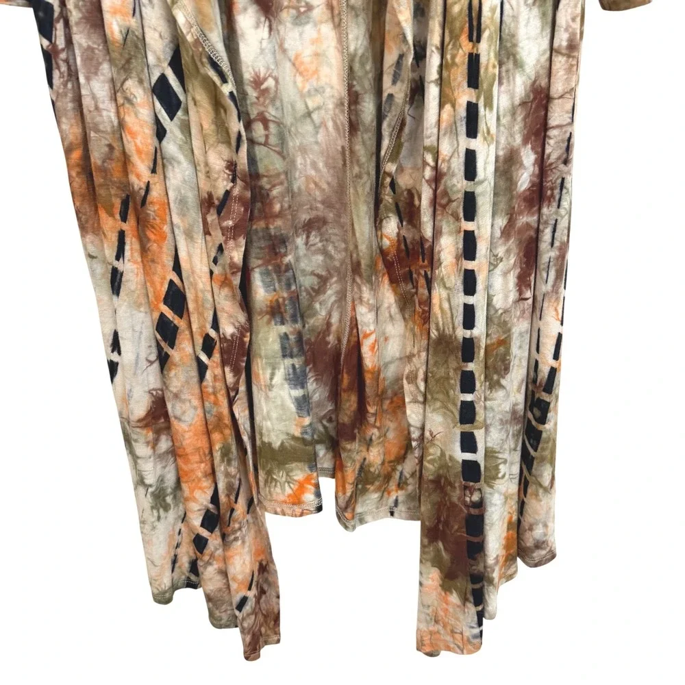 Coin 1804 3X Hooded Duster Kimono Tie Dye Waterfall Earth Tone Anthropologie - Picture 9 of 9
